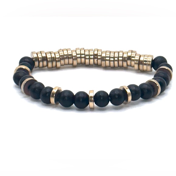 Jewelry - Brand New Black Gold Tribal Stretchy Bracelet Boho statement piece festival